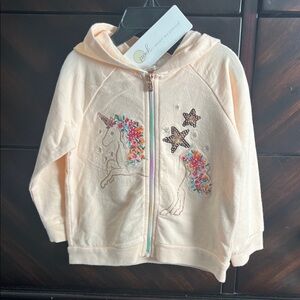 NWT Peek Peach Unicorn Zip-Up Hoodie with embroidery and sequin 12-18mos